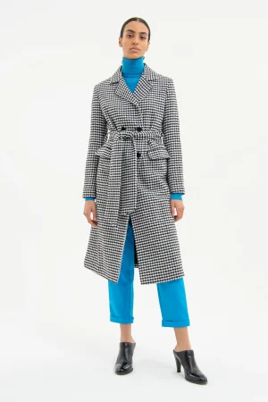 CAPPOTTO CON CINTURA PIED DE POULE FRACOMINA