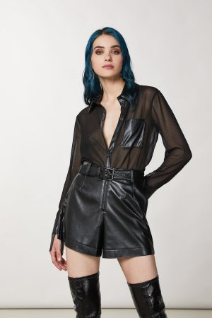 CAMICIA CON INSERTI IN ECOPELLE PATRIZIA PEPE