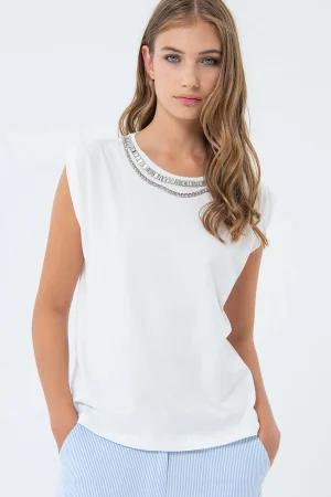 T-Shirt manica molto corta con applicazioni FRACOMINA