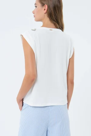 Alternative view of T-Shirt manica molto corta con applicazioni FRACOMINA