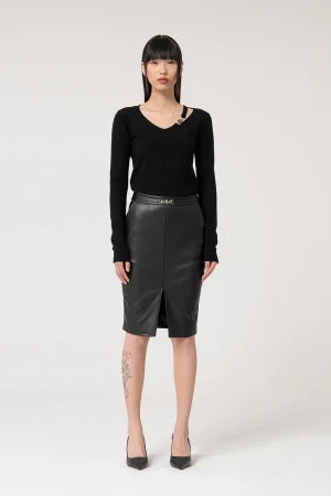Gonna Eco Pelle Black FRACOMINA