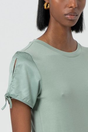 Alternative view of Blusa Manica Corta Bi-Tessuto Con Fiocchetti FRACOMINA