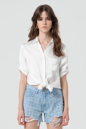 Camicia Cropped Con Nodo FRACOMINA