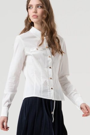 Camicia Manica Lunga Con Bottoni Oro FRACOMINA