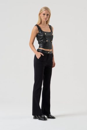 Alternative view of Pantalone Flare Con Inserti In Ecopelle FRACOMINA